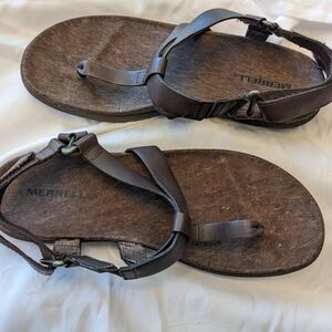 Merrell Chocolate Colored Thong Cork Sandals